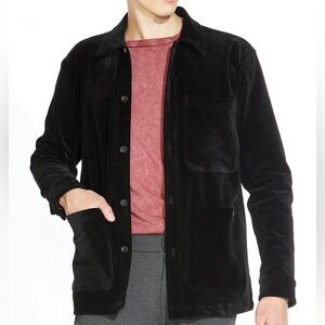 CIVIL SOCIETY BLACK CORDUROY VELOUR SHIRT JACKET size LARGE